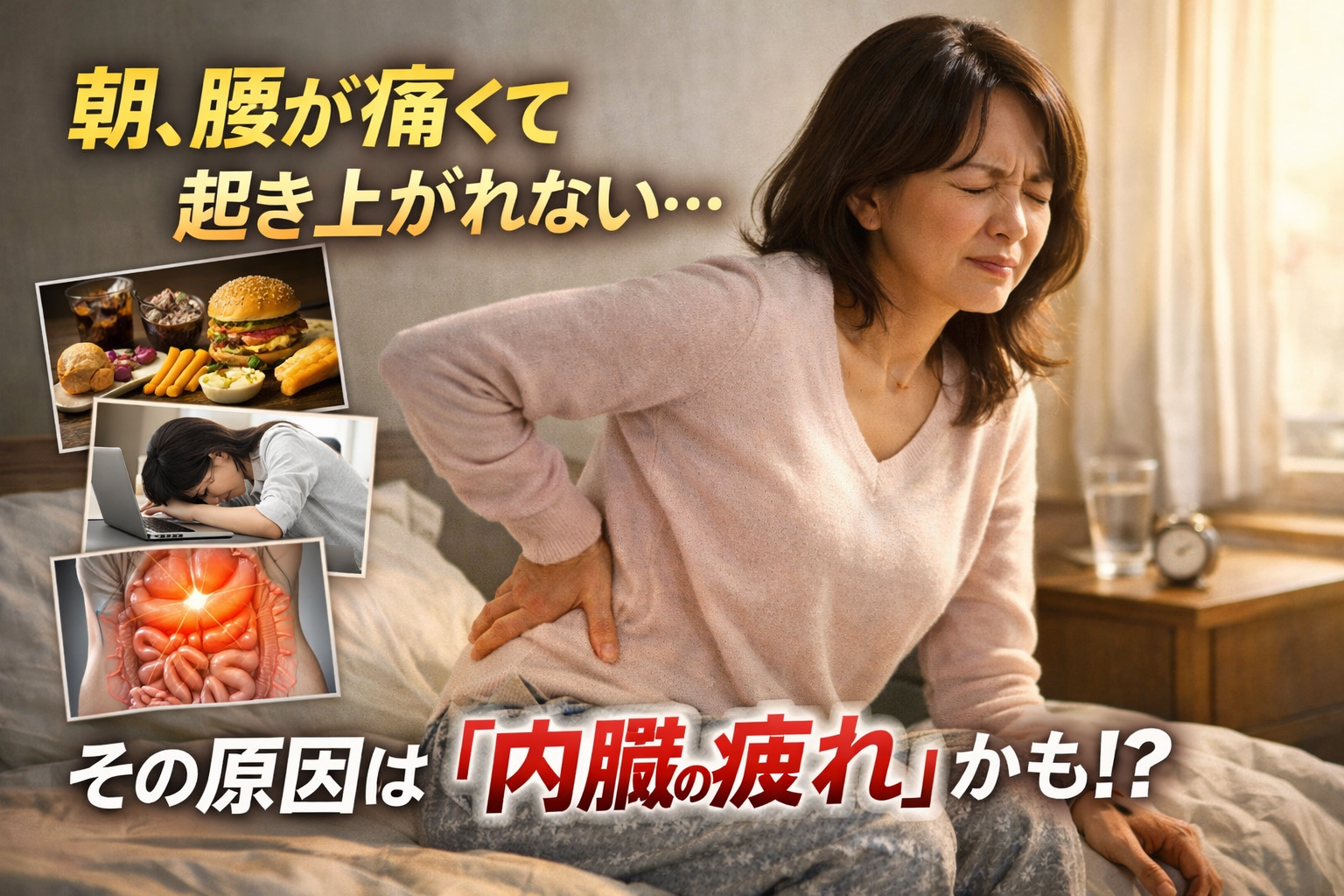 【新居浜の40代主婦へ】朝、腰が痛くて起き上がれない、、その原因「内臓の疲れ」かも？l 愛媛県新居浜市で整体をお探しなら整体&体質改善サロン「SIGN」