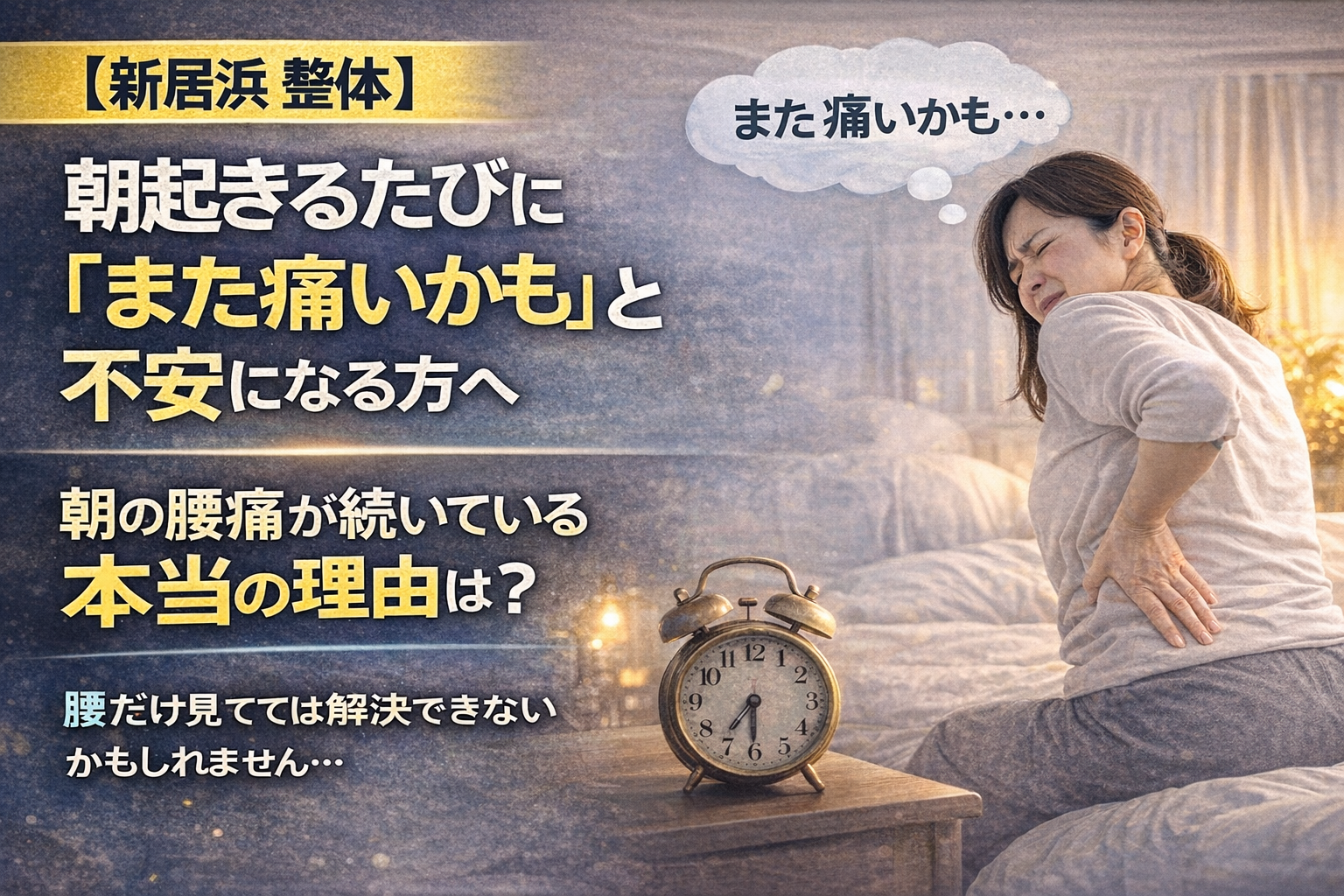 朝起きるたびに「また腰が痛いかも」と不安になる方へ｜愛媛県新居浜市の整体なら整体&体質改善サロン「SIGN」