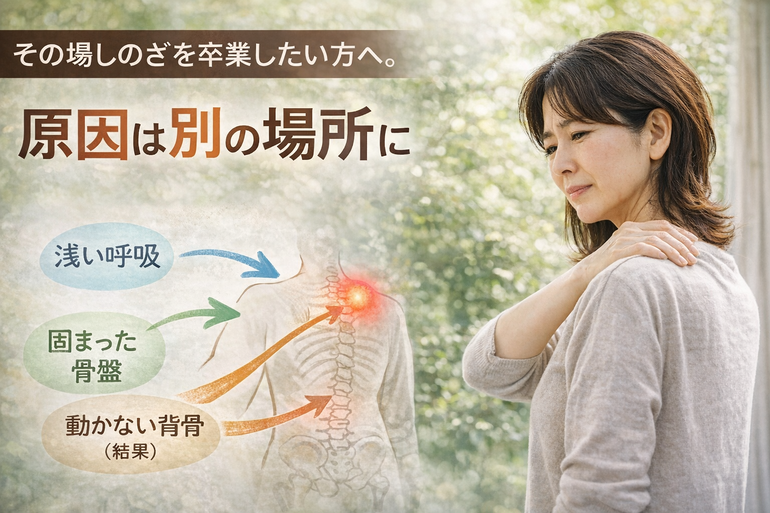 その場しのぎを卒業したい方へ。原因を見る整体という選択｜愛媛県新居浜市の整体なら整体&体質改善サロン「SIGN」